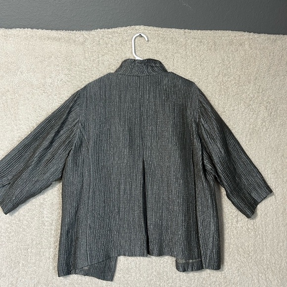 Eileen Fisher silk Charcoal Textured Jacket career casual 2X - Picture 7 of 11